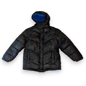 CB Sports Athletic Weather Protection Black Blue Lined Hooded Puff Jacket 14/16